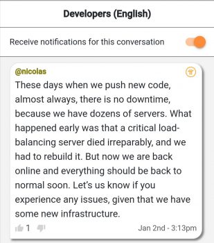 独家快讯：pi币创始人1月2日英文群就关于Pi币宕机的解释
